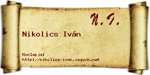 Nikolics Iván névjegykártya