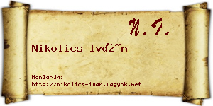 Nikolics Iván névjegykártya